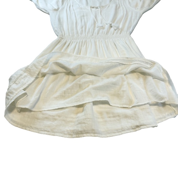 The Normal Brand Size S White Bell Sleeve Mini Dress Slub Twill Boho Tassel Trim - Picture 11 of 16